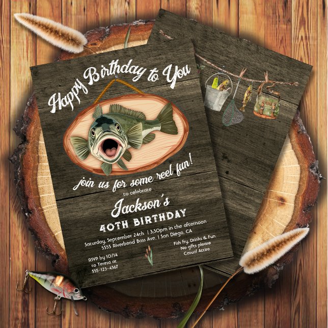 Invitación Bass Fishing Funny cantando cumpleaños (Subido por el creador)