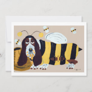 Invitación Basset Hound Asaltando una Colmena de Abejas