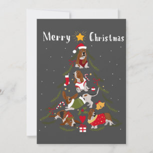 Invitación Basset Hound Christmas Tree Xmas Dog Lover