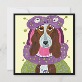 Invitación Basset Hound con disfraz de Monstruo Espantoso