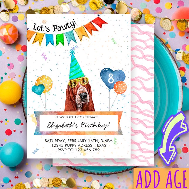 Invitación Basset Hound deja la fiesta de cumpleaños de los p (Subido por el creador)