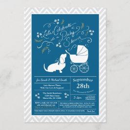 Invitación Basset Hound Dog Baby Shower Boy Blue