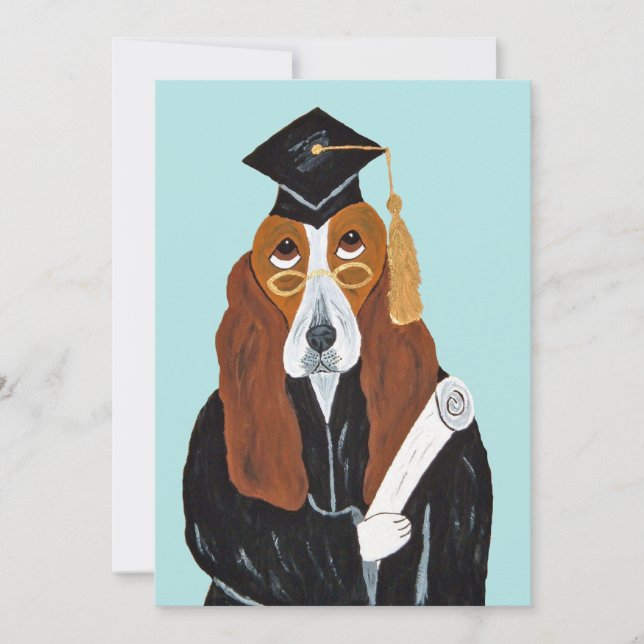 Invitación Basset Hound Graduate (Anverso)