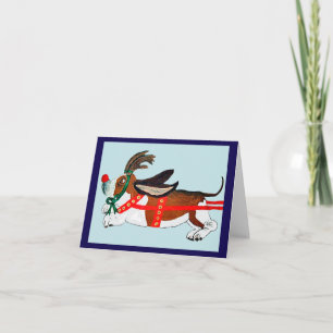 Invitación Basset Hound Rudolph El Reno de Nariz Roja