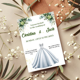 Invitación Bastón de plata - boda de diseño botánico sabio