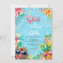 Invitación Basura de Hawái salpicar piscina de verano de nata