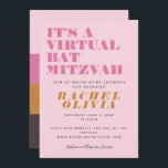 Invitación Bat amarillo rosa lindo virtual en línea Mitzvah<br><div class="desc">Invitación a Mitzvah del murciélago amarillo rosado virtual lindo</div>