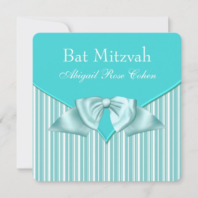 Invitación Bat azul verde azulado Mitzvah (Anverso)