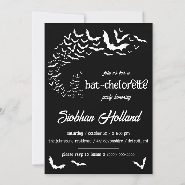 Invitación Bat-chelorette Halloween Fiesta de Bachelorette Te (Anverso)