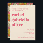 Invitación Bat Floral Mitzvah, Naranja rosa de Groovy 70<br><div class="desc">Trae algunas vibraciones groovy de los años 70 a tu evento con esta invitación de imizvah de murciélago amarillo y naranja brillante inspirada en el retro.</div>