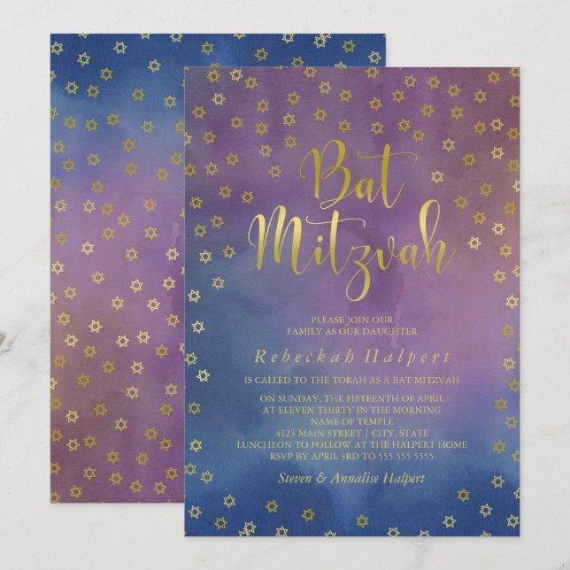 Invitación Bat Mitzvah (Anverso / Reverso)