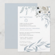 Bat Mitzvah Agua moderna Dusty Floral Azul