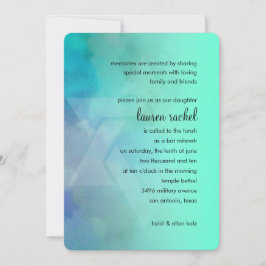 Invitación Bat Mitzvah Aqua y Estrella Azul de David