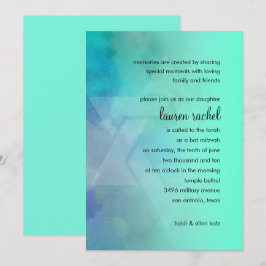 Invitación Bat Mitzvah Aqua y Estrella Azul de David