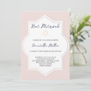 Invitación Bat Mitzvah Arte Moderno Rubí Estrella de David