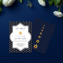 Bat Mitzvah Azul Marino Moderno Estrella de David