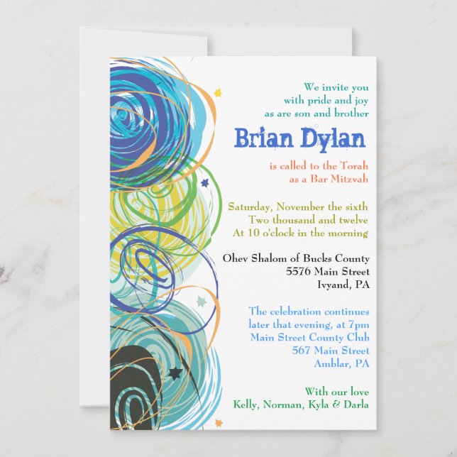 Invitación Bat Mitzvah Bar ARTSY (Anverso)