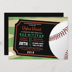 Invitación Bat Mitzvah Bar BASEBALL TICKET