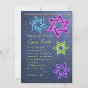 Invitación Bat Mitzvah Blue Denim Look
