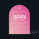 Invitación BAT MITZVAH bonito estrella moderno gradiente rosa<br><div class="desc">por kat massard >>> kat@simplysweetPAPERIE.com << CONTACTE ME para la redacción personalizado o para añadir líneas en hebreo Me encanta el diseño, pero me gustaría ver algunos cambios - otro esquema de color, producto, añadir una foto o adaptarlo para una ocasión diferente - no hay preocupaciones simplemente contáctame - ¡me...</div>