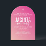 Invitación BAT MITZVAH bonito estrella moderno gradiente rosa<br><div class="desc">por kat massard >>> kat@simplysweetPAPERIE.com << CONTACTE ME para la redacción personalizado o para añadir líneas en hebreo Me encanta el diseño, pero me gustaría ver algunos cambios - otro esquema de color, producto, añadir una foto o adaptarlo para una ocasión diferente - no hay preocupaciones simplemente contáctame - ¡me...</div>