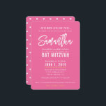 Invitación BAT MITZVAH bonito moderno escritura blanca rosa o<br><div class="desc">por kat massard >>> kat@simplysweetPAPERIE.com <<< Un diseño de invitación de moda para el programa de instalación BAR/BAT MITZVAH de su hijo como plantilla es sencillo para usted agregar sus propios detalles, o pulsar el botón personalizar y puede agregar o cambiar texto, tipos de letra, tamaños, etc. TIP: 1. Para...</div>
