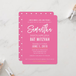Invitación BAT MITZVAH bonito moderno escritura blanca rosa o