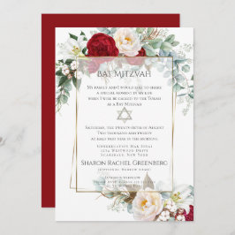 Invitación BAT MITZVAH | Borgoña Peony Verse 1