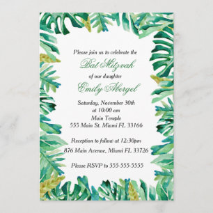 Invitación Bat Mitzvah Botánico Tropical