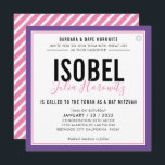 Invitación BAT MITZVAH color minimalista moderno púrpura rosa<br><div class="desc">por kat massard >>> kat@simplysweetPAPERIE.com << CONTACTE ME para la redacción personalizado o para añadir líneas en hebreo Me encanta el diseño, pero me gustaría ver algunos cambios - otro esquema de color, producto, añadir una foto o adaptarlo para una ocasión diferente - no hay preocupaciones simplemente contáctame - ¡me...</div>