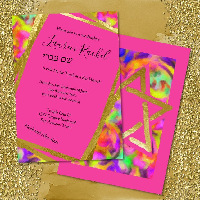 Invitación Bat Mitzvah Colorful Abstract Estilo no conforme (Subido por el creador)