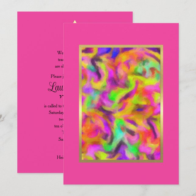 Invitación Bat Mitzvah Colorous Abstract Watercolor Cualquier (Anverso / Reverso)
