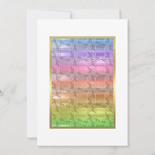 Invitación Bat Mitzvah Colorous Rainbow Star Damask