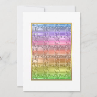 Invitación Bat Mitzvah Colorous Rainbow Star Damask