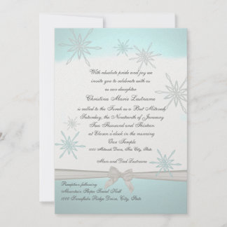 Invitación Bat Mitzvah, copo de nieve en invierno