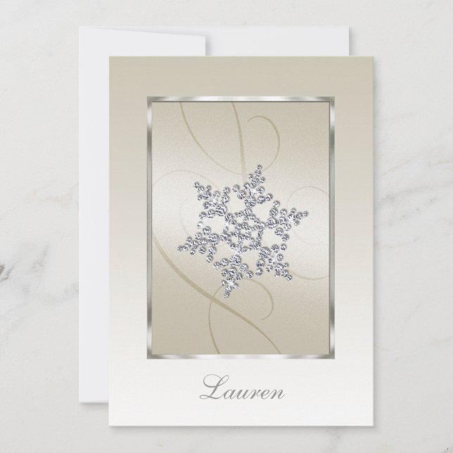 Invitación Bat Mitzvah Crystal Snowflake (Anverso)