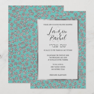 Invitación Bat Mitzvah Cualquier Color con Lunares de Purpuri