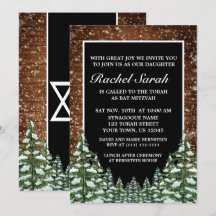 Bat Mitzvah de Black Snowy Wood & Forest Pine Bar