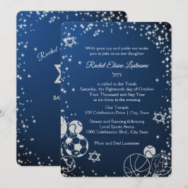 Invitación Bat Mitzvah de Deportes con Destellos