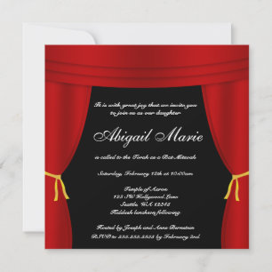 Invitación Bat Mitzvah de la Cortina Roja de Hollywood
