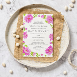 Invitación Bat Mitzvah de Peonías Rosadas
