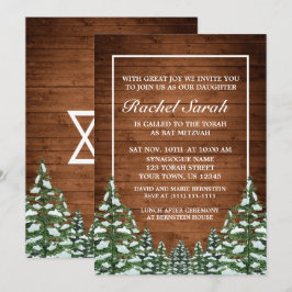 Invitación Bat Mitzvah de Snowley Wood & Forest Rural Pine Ba