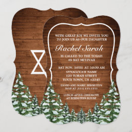 Invitación Bat Mitzvah de Snowley Wood & Forest Rural Pine Ba