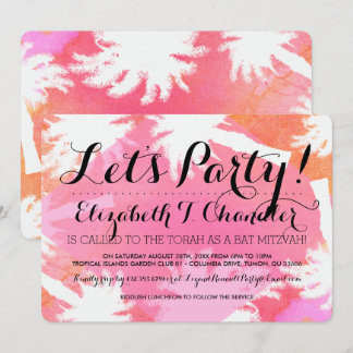 Invitación Bat Mitzvah de verano tropical invita