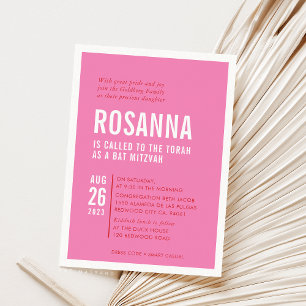 Invitación BAT MITZVAH diseño moderno minimalista rosa