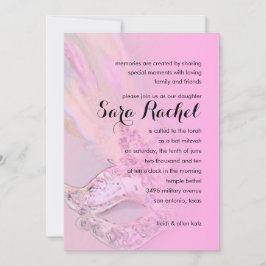 Invitación Bat Mitzvah Elegant Mascarada Rosa