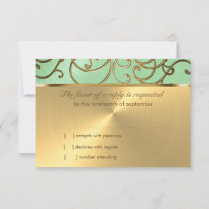 Invitación Bat Mitzvah Elegant Mint Green Gold Filigree