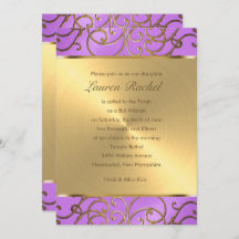 Bat Mitzvah Elegant Orquídea Purple Gold Filigree