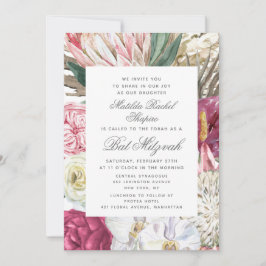 Invitación Bat Mitzvah Elegante acuarela Floral