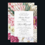 Invitación Bat Mitzvah Elegante acuarela Floral<br><div class="desc">El Bat Mitzvah Elegant Watercolor Floral Invitation incluye un elegante fondo de flores acuáticas con eucalipto,  frondas de palmeras,  rosas,  peonías y helechos en tonos mudos de ciruela,  burdeos,  verde,  melocotón y rosa. Personalizado editando el texto en los cuadros de texto proporcionados. Diseñado por ©Evco Studio www.zazzle.com/store/evcostudio</div>